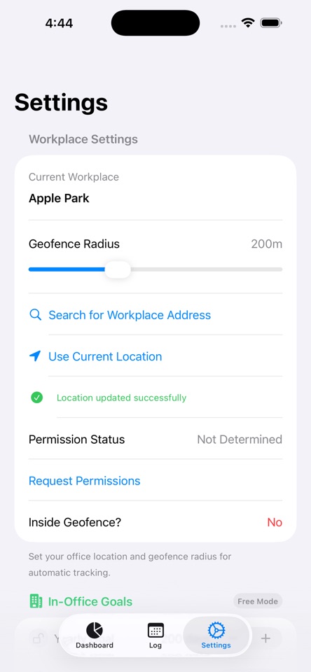 TrackInOffice Workplace Settings