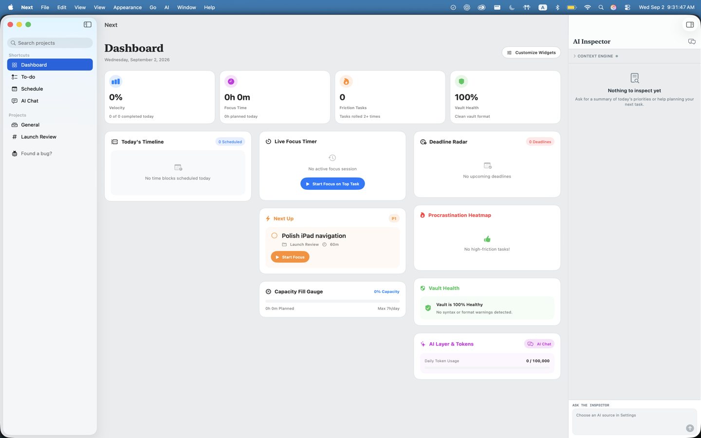 Next Dashboard on macOS.